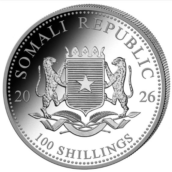 2026 ソマリア アフリカンワイルドライフ エレファント 銀貨 1oz Ag999