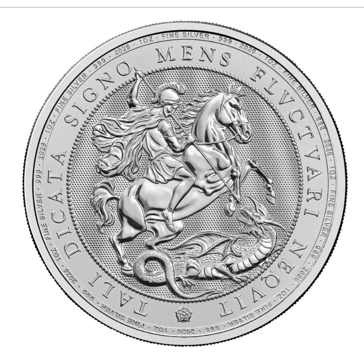 2026 英国 聖ジョージとドラゴン 銀貨 1oz Ag999 BU : 世界の紙幣 金