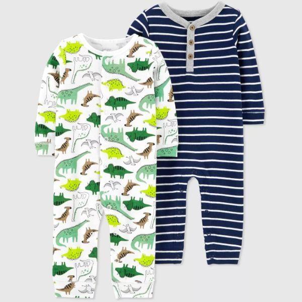 カーターズ ロンパース Carter S 男の子用カラフル恐竜x紺ボーダー足なしカバーオール2点セット 出産祝い ベビー服 子供服 Supersport Tn