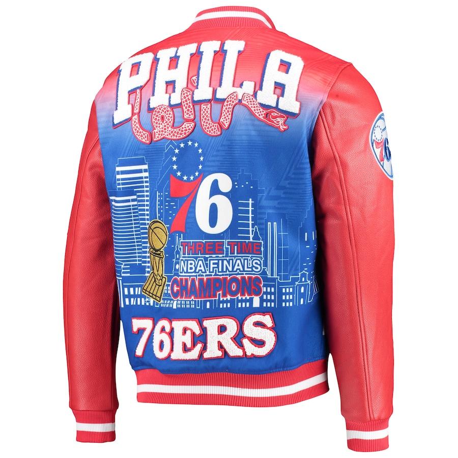 NBA メンズ アウタージャケット Philadelphia 76ers Pro Standard Remix Varsity Jacket （Red） フィラデルフィア・セブンティシクサーズの画像