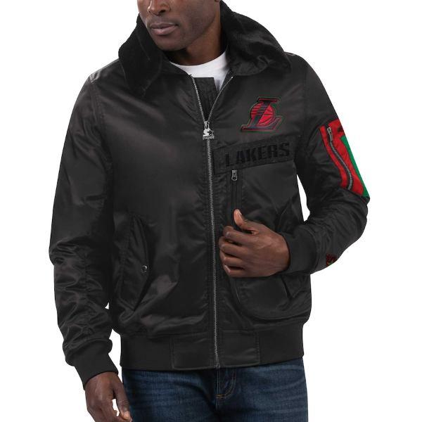 NBA メンズ MA-1 ジャケット アウタージャケット ロサンゼルス・レイカーズ Black History Month Jacket