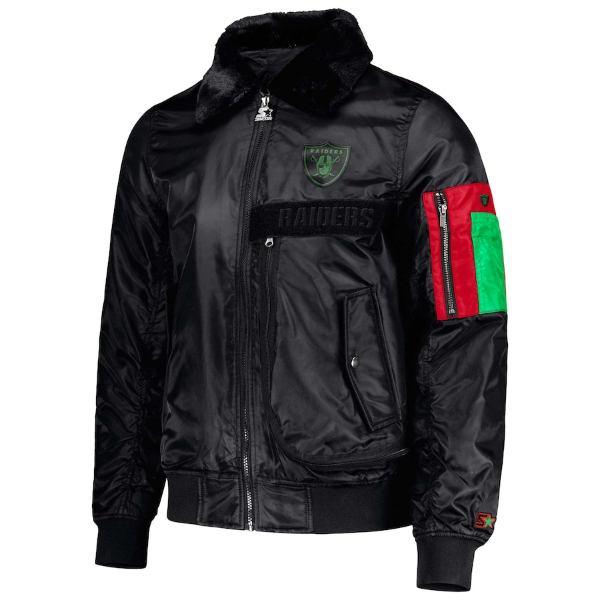 NFL メンズ MA-1 ジャケット アウタージャケット ラスベガス・レイダース Black History Month Jacket｜us-kidswear｜02