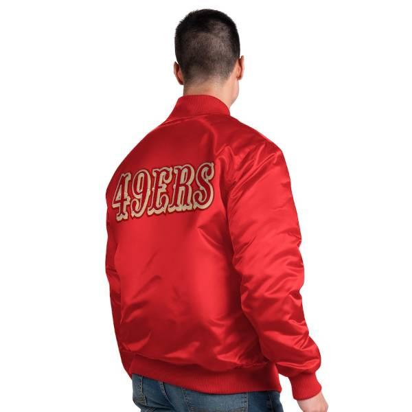 NFL公式 メンズ アウター スタジャン サンフランシスコ・49ers San Francisco 49ers Exclusive Satin Full-Snap Varsity Jacketの画像