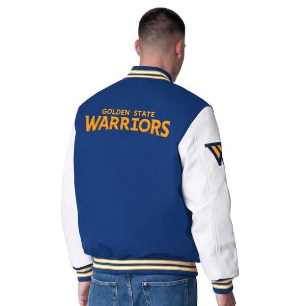 NBA公式 メンズ アウター スタジャン ゴールデンステイト・ウォリアーズ ステフィン・カリー Warriors Moneyball Wool & Leather Varsity Jacketの画像
