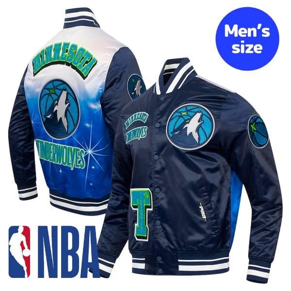 NBA公式 メンズ アウター スタジャン ミネソタ・ティンバーウルブズ アンソニー・エドワーズ Minnesota Timberwolves Sublimated Satin Jacket