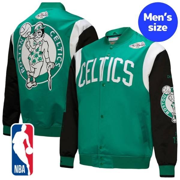 NBA公式 ミッチェルアンドネス メンズ スタジャン アウター ジャケット ボストン・セルティックス Boston Celtics Vintage Team Origins Satin Full-Snap Jacket
