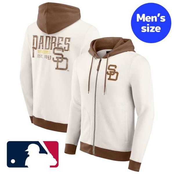 MLB公式 正規品 メンズ パーカー 長袖トップス フーディー サンディエゴ・パドレス San Diego Padres Men's Polar Fleece Full-Zip Hoodie