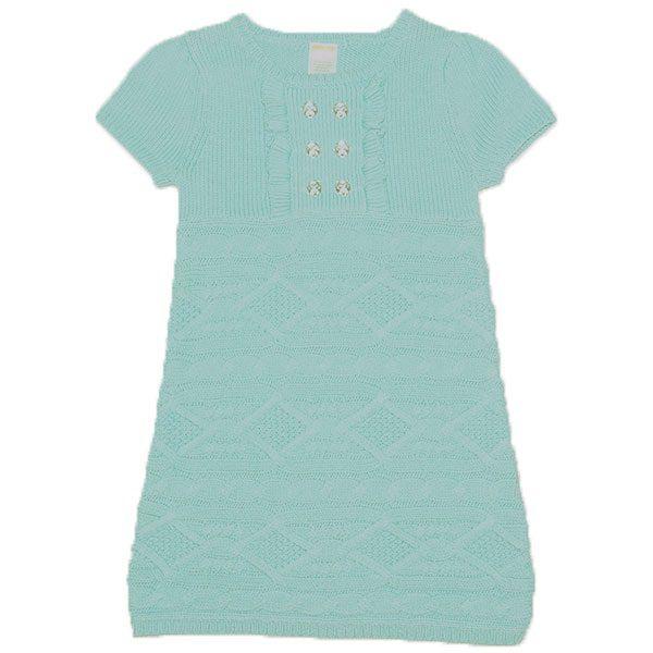 ジンボリー Gymboree 女の子用スモークブルーアラン編みフリル きらきらボタン付き半袖ニットワンピースドレス 水色 ギフトプレゼント 秋冬コーデ 5starinspections Com