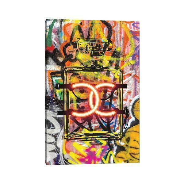 ブランドオマージュアート 30x45cm CC Neon Graffiti シャネル