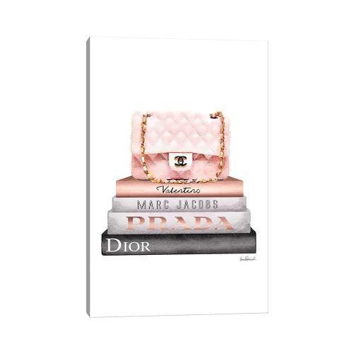 Stack Of Grey And Rose Gold Fashion Books And A Pink Bag プラダ PRADA キャンバス 絵画｜us-kidswear