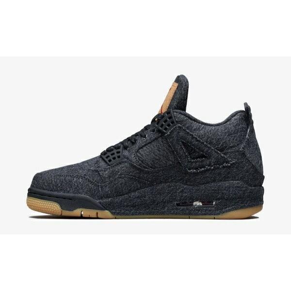 ジョーダン ナイキ NIKE メンズ スニーカー シューズ 靴 リーバイス Levi s x Nike Jordan 4 Retro Levi s Black コラボレーションスニーカー ユニセックスの画像