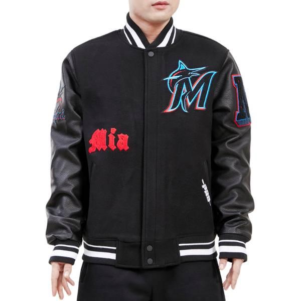 Pro Standard プロスタンダード MLB公式 メンズ アウター バーシティジャケット スタジャン マイアミ・マーリンズ MIAMI MARLINS OLD ENGLISH VARSITY JACKETの画像