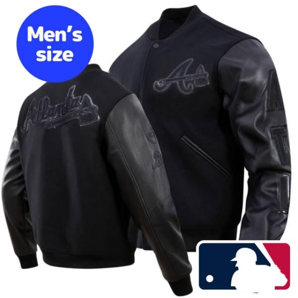 プロスタンダード MLB公式 メンズ アウター バーシティジャケット スタジャン アトランタ・ブレーブス ATLANTA BRAVES TRIPLE BLACK VARSITY JACKET