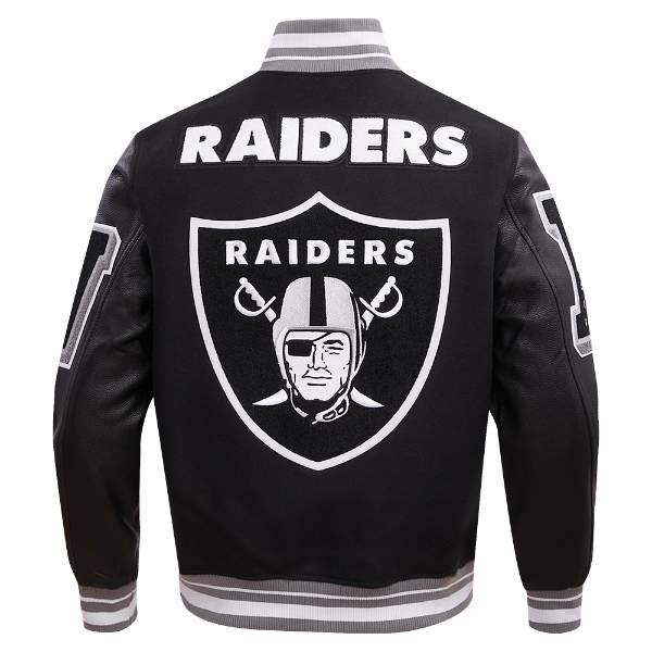 プロスタンダード NFL メンズ アウター バーシティジャケット スタジャン アメフト ラスベガス・レイダース LAS VEGAS RAIDERS MASHUP VARSITY JACKETの画像