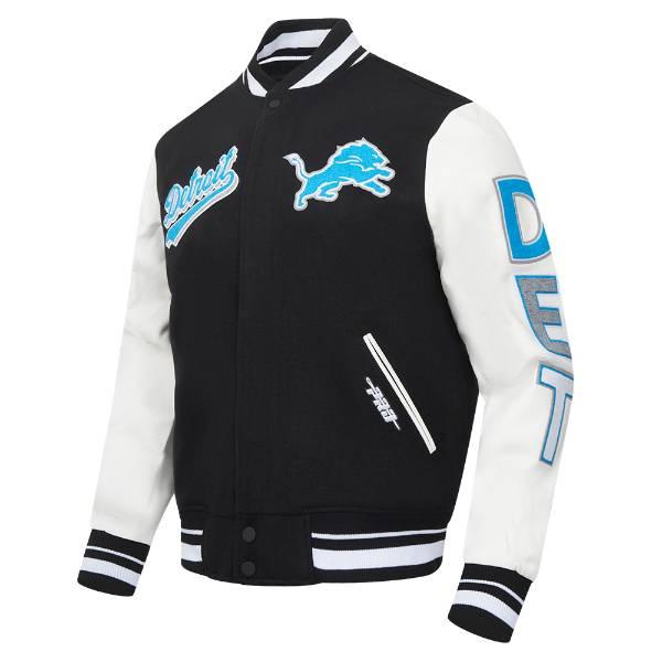 プロスタンダード NFL公式 アメフト メンズ アウター バーシティジャケット スタジャン デトロイト・ライオンズ DETROIT LIONS SCRIPT TAIL RIB WOOL VARSITYの画像