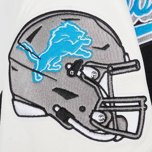 プロスタンダード NFL公式 アメフト メンズ アウター バーシティジャケット スタジャン デトロイト・ライオンズ DETROIT LIONS SCRIPT TAIL RIB WOOL VARSITYの画像