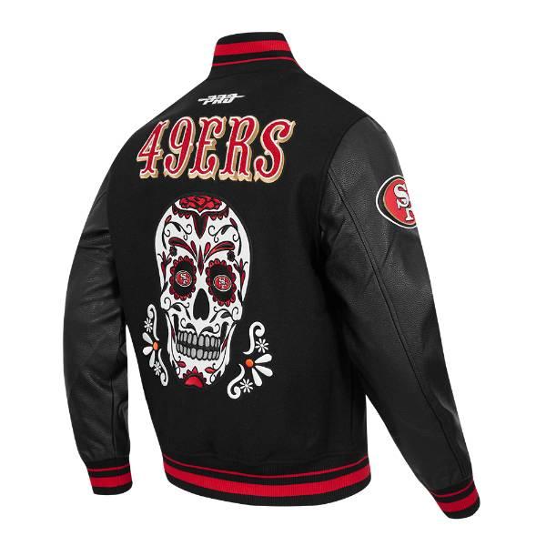 プロスタンダード NFL公式 メンズ アウター ジャケット スタジャン サンフランシスコ・49ERS SAN FRANCISCO 49ERS SUGAR SKULL RIB WOOL VARSITY JACKETの画像