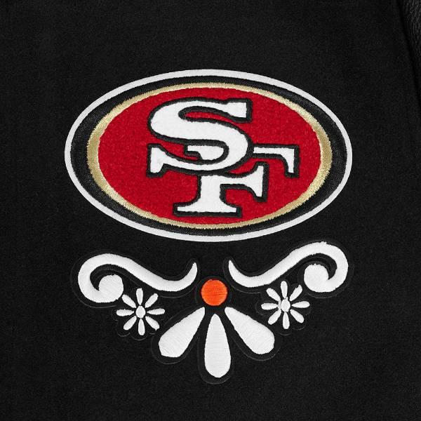 プロスタンダード NFL公式 メンズ アウター ジャケット スタジャン サンフランシスコ・49ERS SAN FRANCISCO 49ERS SUGAR SKULL RIB WOOL VARSITY JACKETの画像