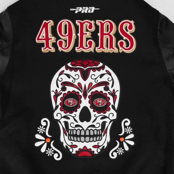 プロスタンダード NFL公式 メンズ アウター ジャケット スタジャン サンフランシスコ・49ERS SAN FRANCISCO 49ERS SUGAR SKULL RIB WOOL VARSITY JACKETの画像