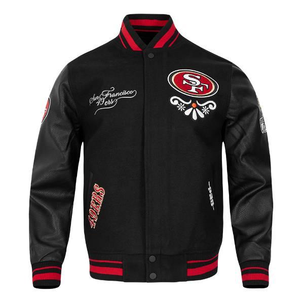 プロスタンダード NFL公式 メンズ アウター ジャケット スタジャン サンフランシスコ・49ERS SAN FRANCISCO 49ERS SUGAR SKULL RIB WOOL VARSITY JACKETの画像