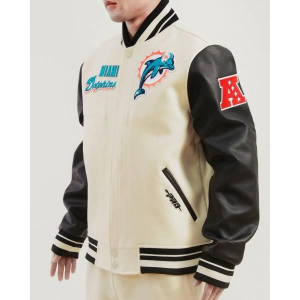 プロスタンダード NFL公式 メンズ アウター ジャケット スタジャン アメフト マイアミ・ドルフィンズ MIAMI DOLPHINS RETRO CLASSIC RIB WOOL VARSITY JACKETの画像