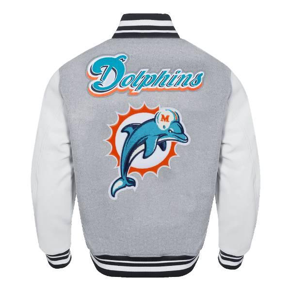 プロスタンダード NFL公式 メンズ アウター ジャケット スタジャン アメフト マイアミ・ドルフィンズ MIAMI DOLPHINS RETRO CLASSIC RIB WOOL VARSITY JACKETの画像