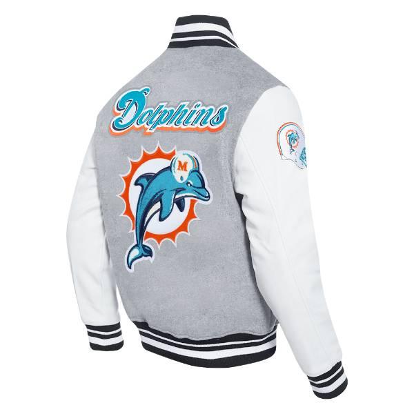 プロスタンダード NFL公式 メンズ アウター ジャケット スタジャン アメフト マイアミ・ドルフィンズ MIAMI DOLPHINS RETRO CLASSIC RIB WOOL VARSITY JACKETの画像