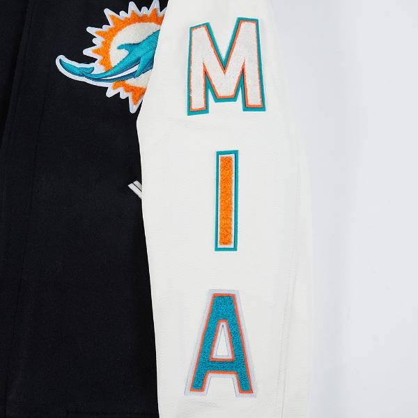 プロスタンダード NFL公式 メンズ アウター バーシティジャケット スタジャン アメフト マイアミ・ドルフィンズ MIAMI DOLPHINS CLASSIC WOOL VARSITY JACKETの画像
