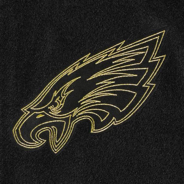プロスタンダード NFL公式 メンズ アウター ジャケット スタジャン フィラデルフィア・イーグルス PHILADELPHIA EAGLES BLACK & GOLD WOOL VARSITY JACKETの画像