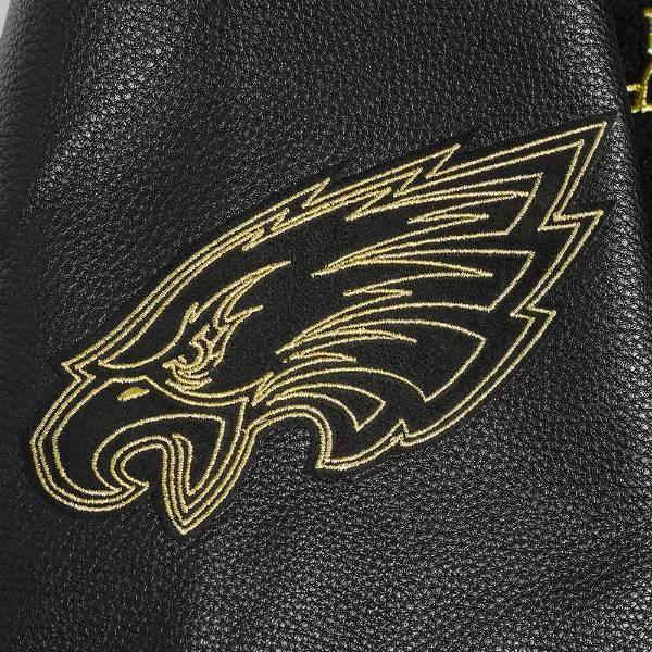 プロスタンダード NFL公式 メンズ アウター ジャケット スタジャン フィラデルフィア・イーグルス PHILADELPHIA EAGLES BLACK & GOLD WOOL VARSITY JACKETの画像