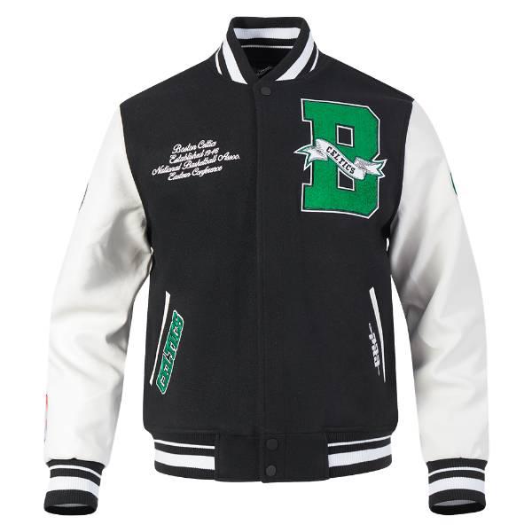 プロスタンダード NBA公式 メンズ アウター ジャケット スタジャン ジャンパー ボストン・セルティックス BOSTON CELTICS TEAM PENNANTS VARSITY JACKETの画像