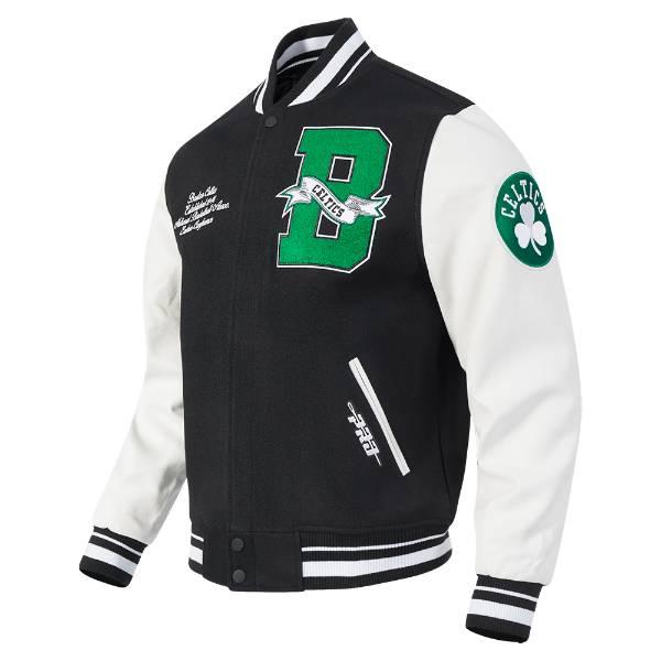 プロスタンダード NBA公式 メンズ アウター ジャケット スタジャン ジャンパー ボストン・セルティックス BOSTON CELTICS TEAM PENNANTS VARSITY JACKETの画像