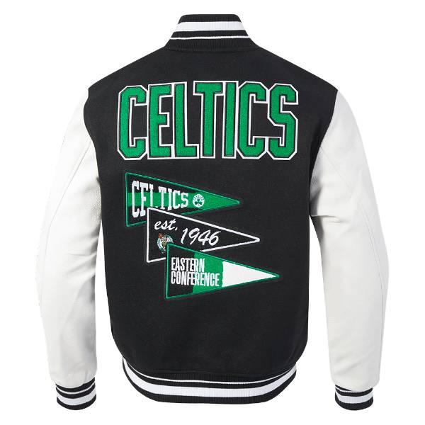 プロスタンダード NBA公式 メンズ アウター ジャケット スタジャン ジャンパー ボストン・セルティックス BOSTON CELTICS TEAM PENNANTS VARSITY JACKETの画像