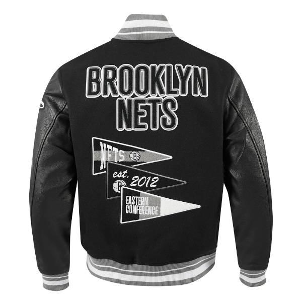プロスタンダード NBA公式 メンズ アウター バーシティジャケット スタジャン ジャンパー ブルックリン・ネッツ BROOKLYN NETS TEAM PENNANTS VARSITY JACKETの画像