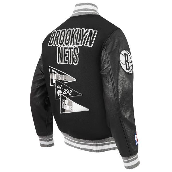 プロスタンダード NBA公式 メンズ アウター バーシティジャケット スタジャン ジャンパー ブルックリン・ネッツ BROOKLYN NETS TEAM PENNANTS VARSITY JACKETの画像