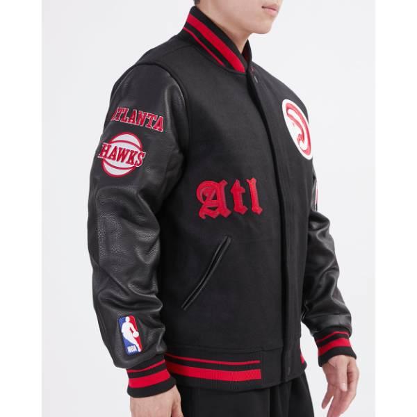 プロスタンダード NBA公式 メンズ アウター バーシティジャケット スタジャン ジャンパー アトランタ・ホークス ATLANTA HAWKS OLD ENGLISH VARSITY JACKETの画像