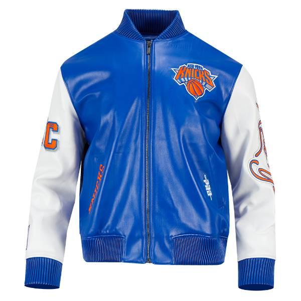 プロスタンダード NBA公式 メンズ アウター レザージャケット 革ジャン ニューヨーク・ニックス NEW YORK KNICKS CITY SIGNATURE LEATHER VARSITY JACKETの画像