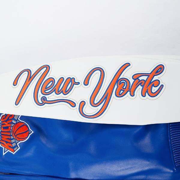 プロスタンダード NBA公式 メンズ アウター レザージャケット 革ジャン ニューヨーク・ニックス NEW YORK KNICKS CITY SIGNATURE LEATHER VARSITY JACKETの画像