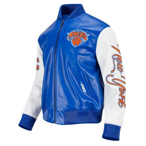 プロスタンダード NBA公式 メンズ アウター レザージャケット 革ジャン ニューヨーク・ニックス NEW YORK KNICKS CITY SIGNATURE LEATHER VARSITY JACKETの画像