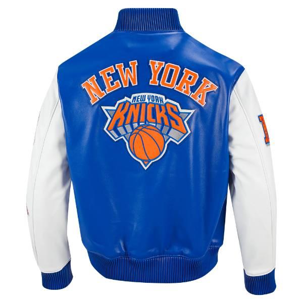 プロスタンダード NBA公式 メンズ アウター レザージャケット 革ジャン ニューヨーク・ニックス NEW YORK KNICKS CITY SIGNATURE LEATHER VARSITY JACKETの画像
