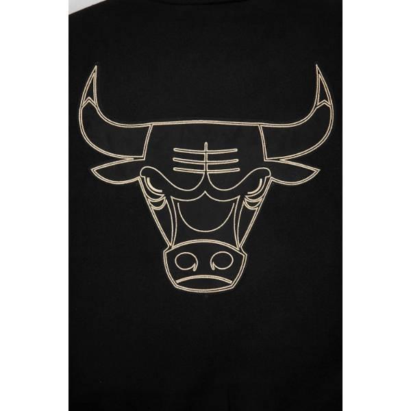 プロスタンダード NBA公式 メンズ アウター バーシティジャケット スタジャン ジャンパー シカゴ・ブルズ CHICAGO BULLS BLACK & GOLD WOOL VARSITY JACKETの画像