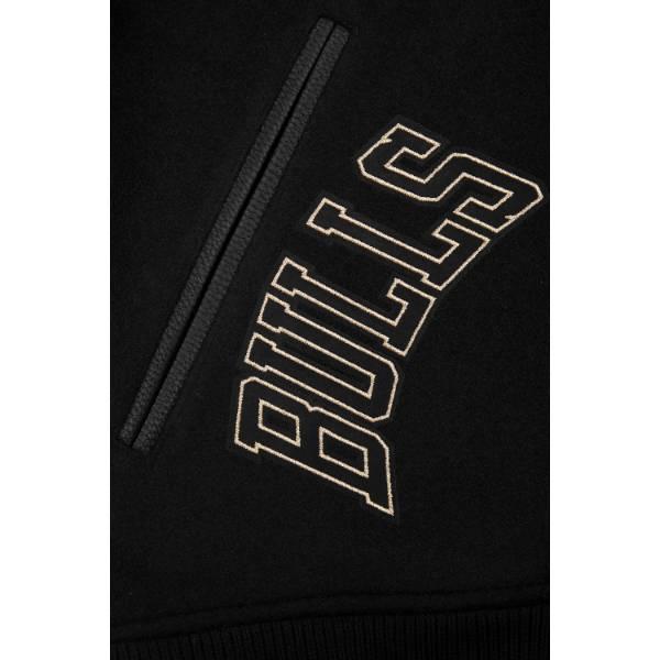 プロスタンダード NBA公式 メンズ アウター バーシティジャケット スタジャン ジャンパー シカゴ・ブルズ CHICAGO BULLS BLACK & GOLD WOOL VARSITY JACKETの画像