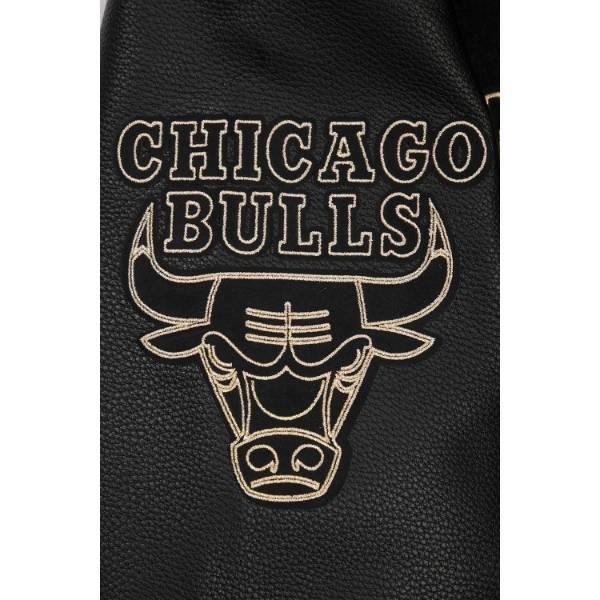 プロスタンダード NBA公式 メンズ アウター バーシティジャケット スタジャン ジャンパー シカゴ・ブルズ CHICAGO BULLS BLACK & GOLD WOOL VARSITY JACKETの画像