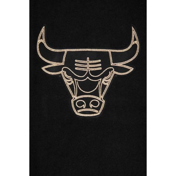 プロスタンダード NBA公式 メンズ アウター バーシティジャケット スタジャン ジャンパー シカゴ・ブルズ CHICAGO BULLS BLACK & GOLD WOOL VARSITY JACKETの画像