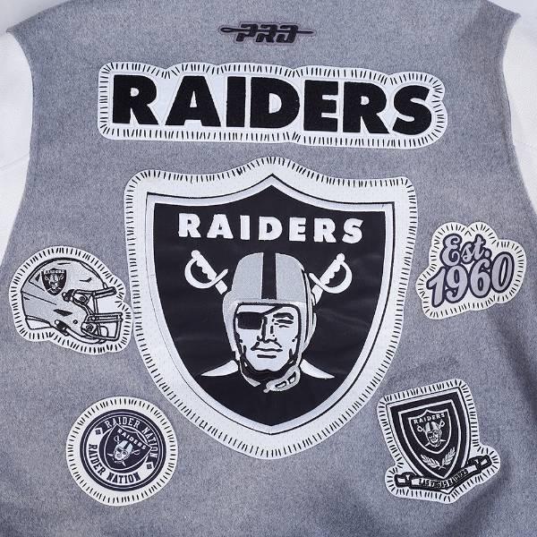 プロスタンダード NFL公式 メンズ アウター スタジャン ジャケット ラスベガス・レイダース LAS VEGAS RAIDERS DIY PICK STITCH RIB WOOL VARSITY JACKETの画像