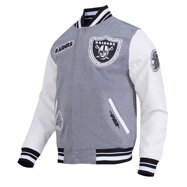 プロスタンダード NFL公式 メンズ アウター スタジャン ジャケット ラスベガス・レイダース LAS VEGAS RAIDERS DIY PICK STITCH RIB WOOL VARSITY JACKETの画像