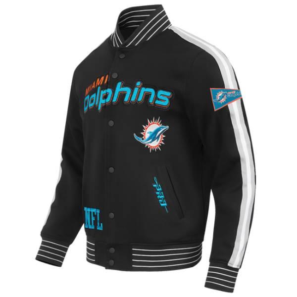 NFL公式 メンズ アウター スタジャン バーシティジャケット プロスタンダード マイアミ・ドルフィンズ MIAMI DOLPHINS PRO GAME DAY DBL KNIT JACKETの画像