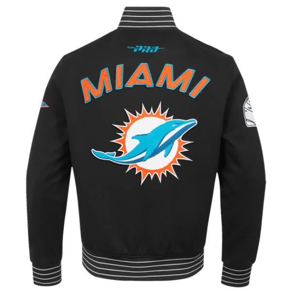 NFL公式 メンズ アウター スタジャン バーシティジャケット プロスタンダード マイアミ・ドルフィンズ MIAMI DOLPHINS PRO GAME DAY DBL KNIT JACKETの画像