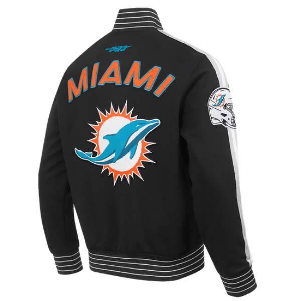 NFL公式 メンズ アウター スタジャン バーシティジャケット プロスタンダード マイアミ・ドルフィンズ MIAMI DOLPHINS PRO GAME DAY DBL KNIT JACKETの画像