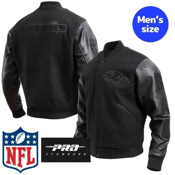 NFL公式 メンズ アウター スタジャン バーシティジャケット プロスタンダード レイブンズ BALTIMORE RAVENS TRIPLE BLACK LOGO VARSITY JACKET
